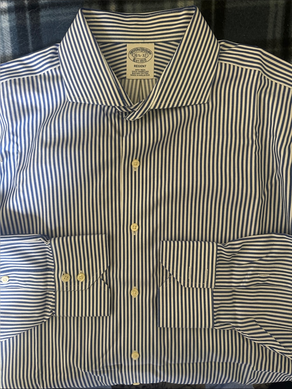 Brooks Brothers Regent Multicolor Stripes Blue White Men’s Dress Shirt Size 16.5